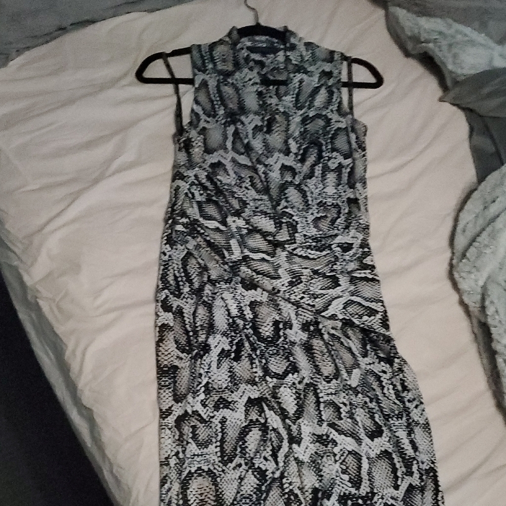 RACHEL Rachel Roy Black and White Reptile Print Dress